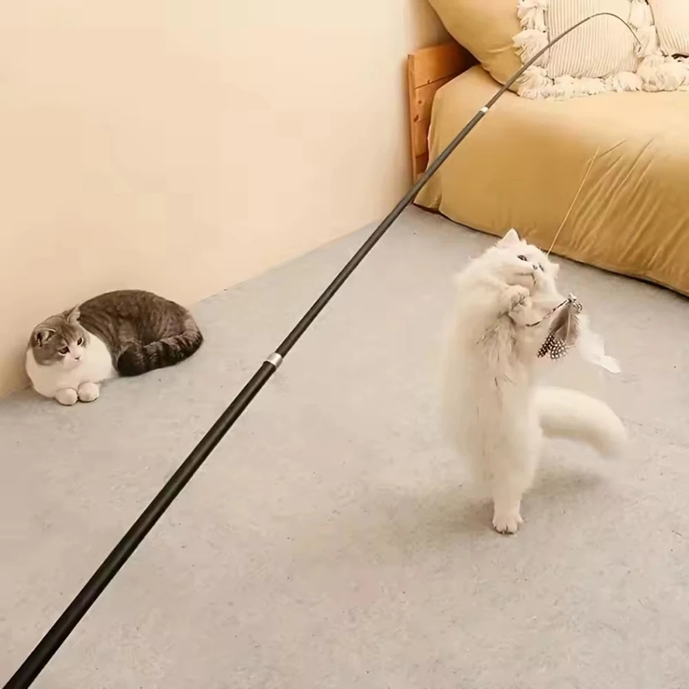 Extendable Feather Wand Cat Toy
