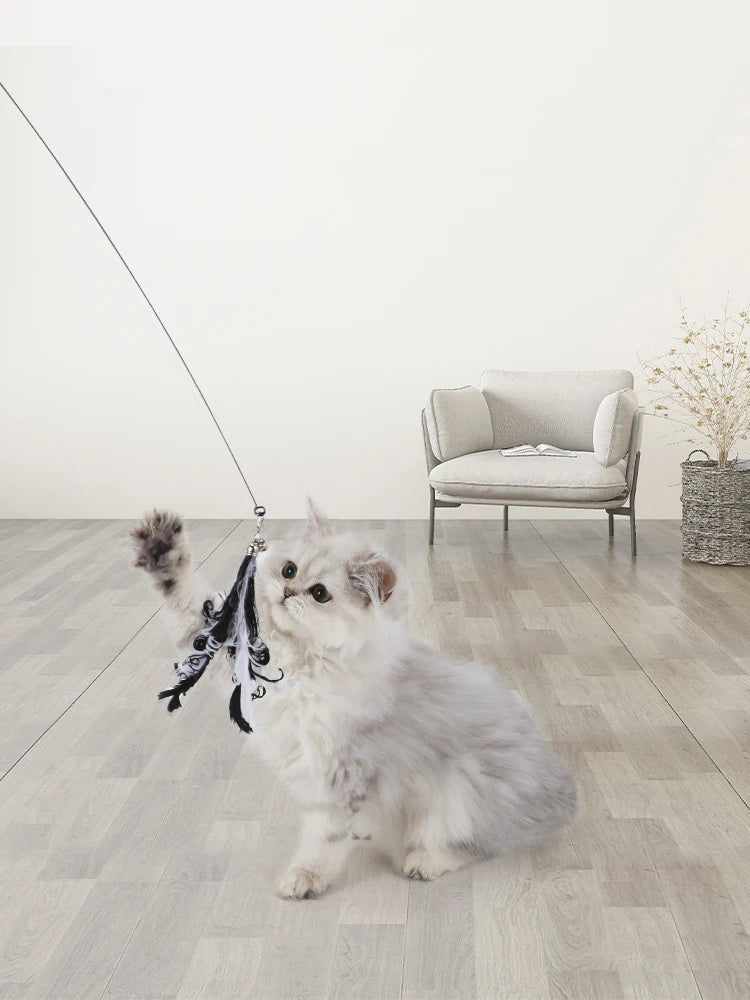 Extendable Feather Wand Cat Toy