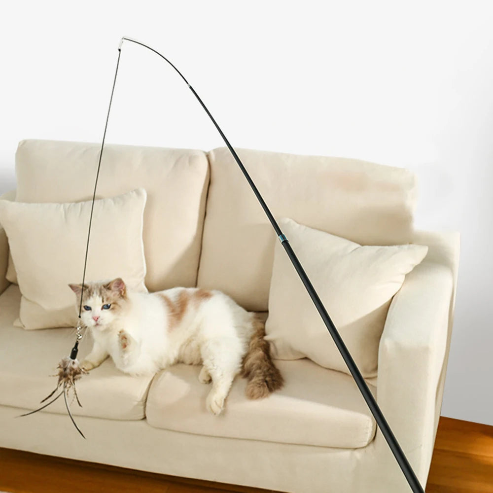 Extendable Feather Wand Cat Toy