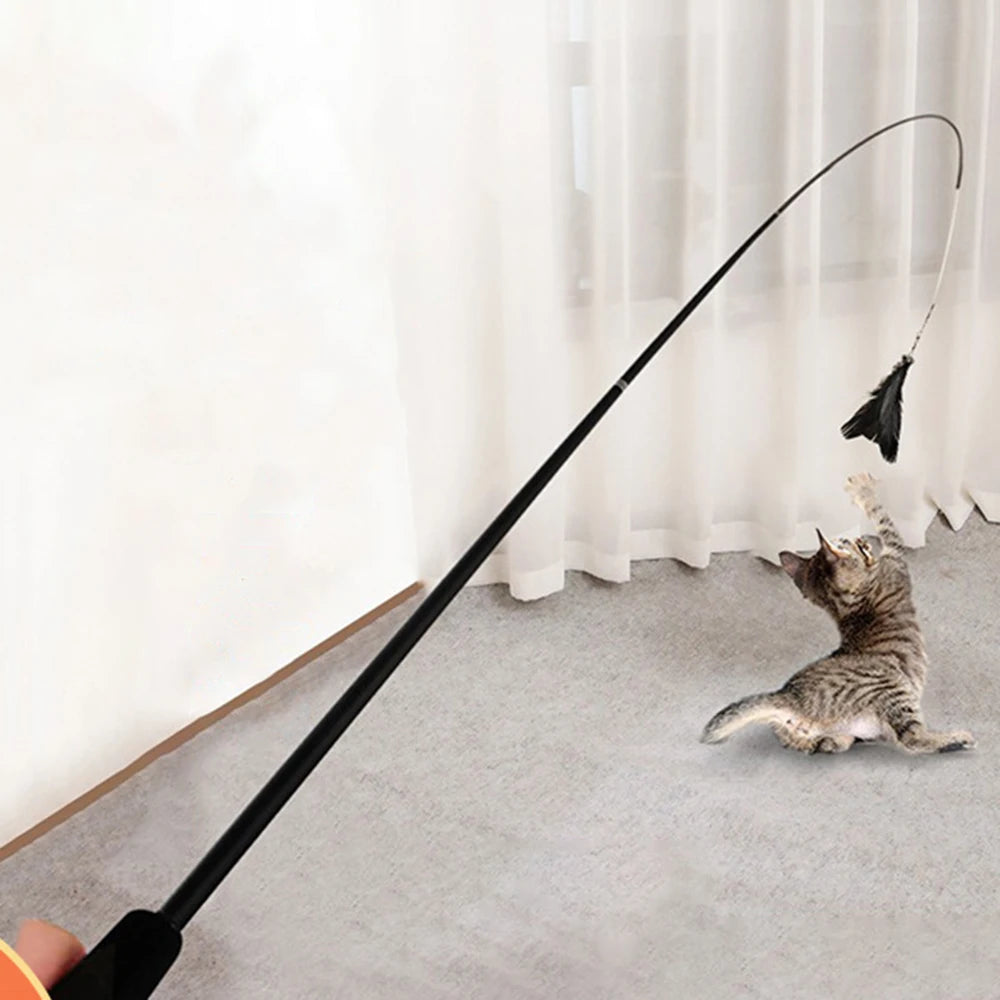 Extendable Feather Wand Cat Toy
