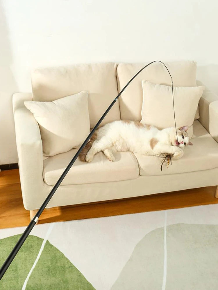 Extendable Feather Wand Cat Toy
