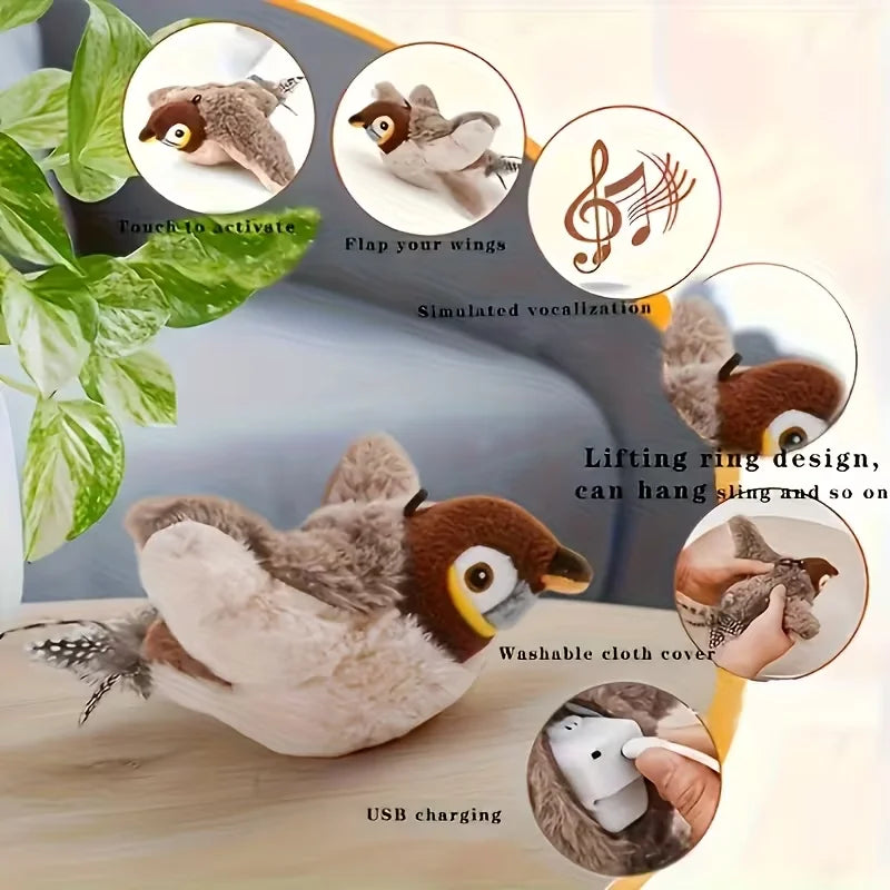 Flapping Bird Cat Toy with Catnip (USB Rechargeable)